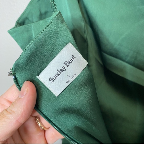 Aritzia Sunday Best Shimmer Satin Mini Dress in green size 2 - Picture 8 of 10